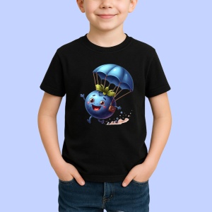 Tricou Afine amuzant de vara parasutist, Fructe, Copii | Dama, culoare negru - Img 1
