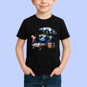 Tricou Afine amuzant de vara pe sezlong, Fructe, Copii | Dama, culoare negru
