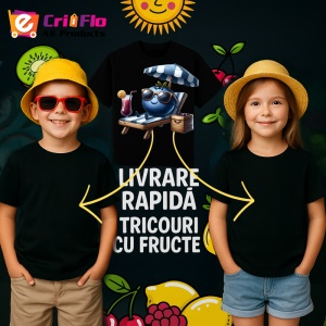 Tricou Afine amuzant de vara pe sezlong, Fructe, Copii | Dama, culoare negru - Img 6