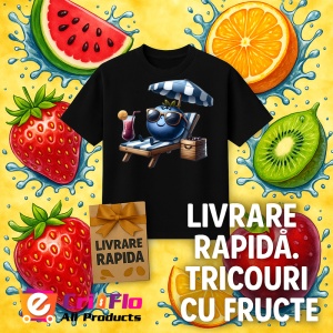 Tricou Afine amuzant de vara pe sezlong, Fructe, Copii | Dama, culoare negru - Img 12