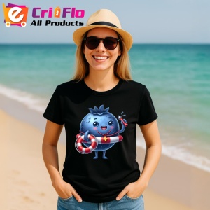Tricou Afine amuzant de vara salvamar, Fructe, Copii | Dama, culoare negru - Img 11