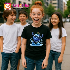 Tricou Afine amuzant de vara sarind in apa, Fructe, Copii | Dama, culoare negru - Img 5
