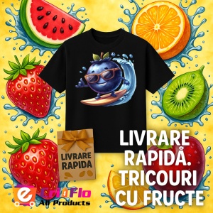 Tricou Afine amuzant de vara surfing, Fructe, Copii | Dama, culoare negru - Img 12