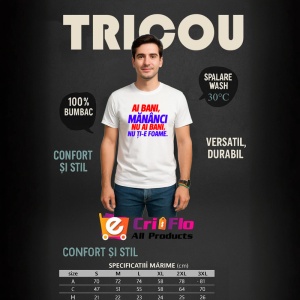 Tricou ai bani mananca nu ai bani nu ti e foame gluma haioasa, Copii | Dama | Barbat - Img 5