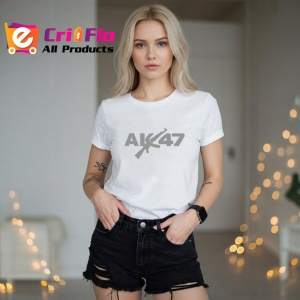 Tricou Ak47 Logo Design Minimalist, din bumbac 100% , tricou alb pentru Copii | Dama | Barbat - Img 7