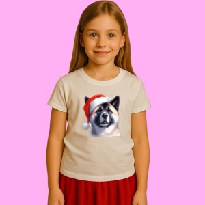 Tricou Akita Inu Craciun Zambitor, din bumbac 100%, tricou alb, Copii | Dama | Barbat - Img 2