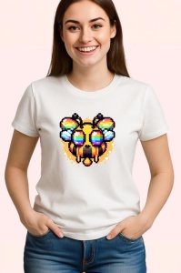 Tricou Albina pixel art stil retro cu fundal portocaliu Copii | Dama | Barbat - Img 3