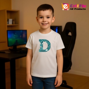 Tricou Alfabet Litera D cu circuite, cyber, tehnologie, Alb, Unisex Dama si Barbat | Copii - Img 7