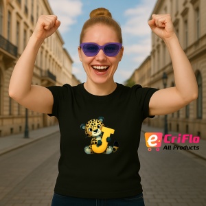Tricou Alfabet Litera J cu animal Jaguar, Negru, Unisex Dama si Barbat | Copii - Img 3