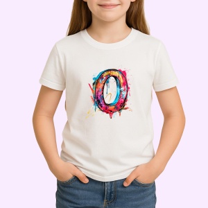 Tricou Alfabet Litera O cu graffiti, design exploziv, arta urbana, Alb, Unisex Dama si Barbat | Copii - Img 2