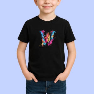 Tricou Alfabet Litera W cu graffiti, design exploziv, arta urbana, Negru, Unisex Dama si Barbat | Copii - Img 2