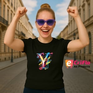 Tricou Alfabet Litera Y cu graffiti, design exploziv, arta urbana, Negru, Unisex Dama si Barbat | Copii - Img 3