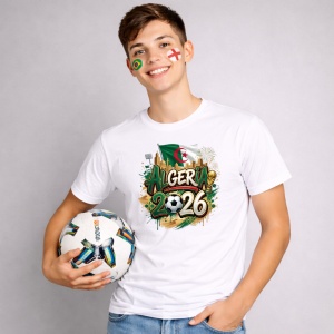Tricou Algeria World Cup 2026 Fifa, din bumbac 100%, tricou alb, Copii | Dama | Barbat