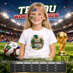 Tricou Algeria World Cup 2026 Fifa, din bumbac 100%, tricou alb, Copii | Dama | Barbat - Img 4