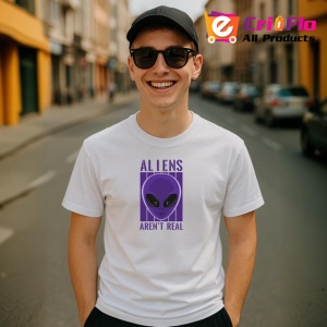 Tricou Aliens Arent Real Portret Extraterestru Mov, din bumbac 100% , tricou alb pentru Copii | Dama | Barbat - Img 10
