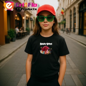 Tricou Angry Birds pasari furioase in confruntari cu porcii verzi, Copii | Dama | Barbat , tricou negru - Img 5