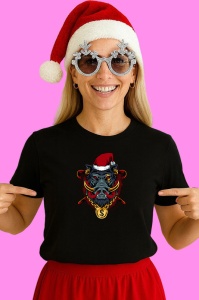 Tricou Angry Bulldog Santa, din bumbac 100% Copii | Dama | Barbat - Img 3