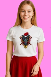 Tricou Angry Bulldog Santa, din bumbac 100% Copii | Dama | Barbat