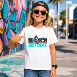 Tricou Anime Girl Street Fashion Teal Pink Urban Lifestyle, din bumbac 100% Copii | Dama | Barbat - Img 4