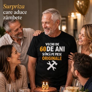 Tricou aniversar pentru barbati din bumbac 100% - Vechi de … si inca pe piese originale - Img 5