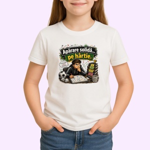 Tricou Aparare Solida Pe Hartie Tactica Fotbal Antrenor, din bumbac 100% , tricou alb pentru Copii | Dama | Barbat