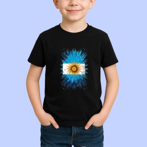 Tricou Argentina Steag Splash Art, Copii | Dama | Barbat, culoare negru - Img 3
