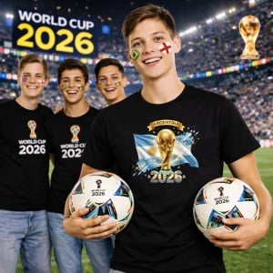 Tricou Argentina World Cup 2026 Fifa V2, din bumbac 100%, tricou negru, Copii | Dama | Barbat - Img 7