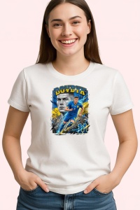 Tricou Artem Dovbyk Ucraina Atacant Fotbal, din bumbac 100% , tricou alb pentru Copii | Dama | Barbat - Img 2