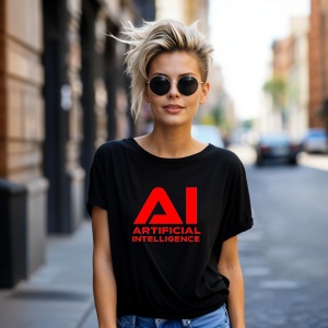 Tricou Artificial iNTELLIGENCE AI logo Negru, Copii | Dama | Barbat - Img 10