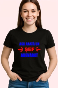 Tricou asa arata un sef adevarat mesaj glumet, Copii | Dama | Barbat , tricou negru - Img 2