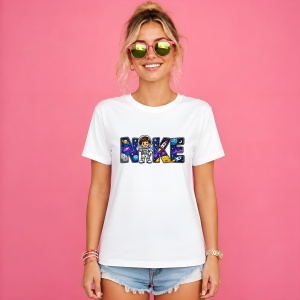 Tricou Astronaut Spatiu Galaxie Litere Urban Cosmic Streetwear, din bumbac 100% Copii | Dama | Barbat