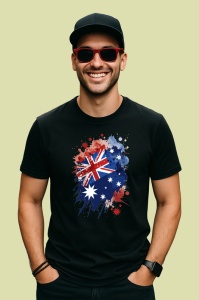 Tricou Australia Steag Splash Art, Copii | Dama | Barbat, culoare negru