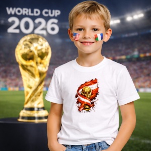 Tricou Austria World Cup Fifa 2026, din bumbac 100%, tricou alb, Copii | Dama | Barbat - Img 5