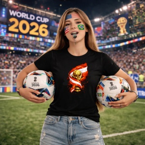 Tricou Austria World Cup Fifa 2026, din bumbac 100%, tricou negru, Copii | Dama | Barbat - Img 9