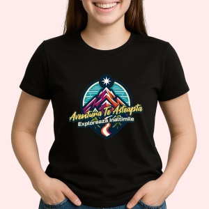 Tricou Aventura te asteapta, Exploareaza Inaltimile Negru, Copii | Dama | Barbat - Img 2