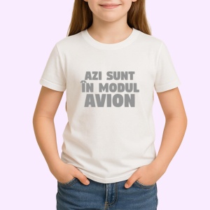 Tricou Azi Sunt In Modul Avion Mesaj Relaxare, din bumbac 100% , tricou alb pentru Copii | Dama | Barbat - Img 2
