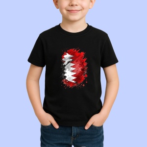 Tricou Bahrain Steag Splash Art, Copii | Dama | Barbat, culoare negru - Img 3