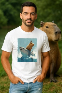 Tricou Barbat CapyBara - Calareste un rechin - Img 4