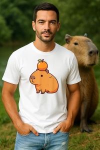 Tricou Barbat CapyBara - cu portocala pe cap - Img 4