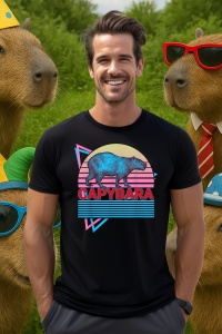 Tricou Barbat CapyBara - Design retro - Img 4