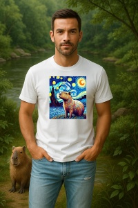 Tricou Barbat CapyBara - pictat in stil Van Gogh - Img 2