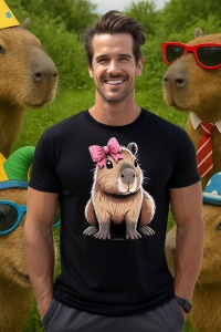 Tricou Barbat CapyBara - Pink ribbon - Img 4
