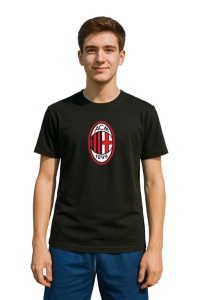 Tricou barbat cu logo stema AC Milan Italia , din bumbac 100% - Img 2