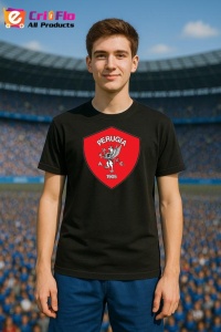 Tricou barbat cu logo stema AC Perugia Italia , din bumbac 100% - Img 4