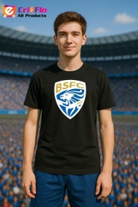 Tricou barbat cu logo stema Brescia calcio Italia , din bumbac 100% - Img 4