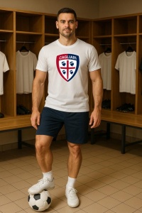 Tricou barbat cu logo stema Cagliari Calcio Italia , din bumbac 100% - Img 9
