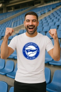 Tricou barbat cu logo stema Deportivo Alaves Spania , din bumbac 100% - Img 7
