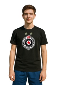 Tricou barbat cu logo stema FK Partizan Serbia , din bumbac 100% - Img 2