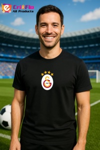 Tricou barbat cu logo stema Galatasaray SK Turcia , din bumbac 100% - Img 6