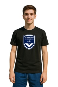 Tricou barbat cu logo stema Girondins de Bordeaux Franta , din bumbac 100% - Img 2